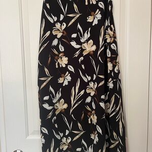 Floral Black and Cream A-Line Maxi Skirt